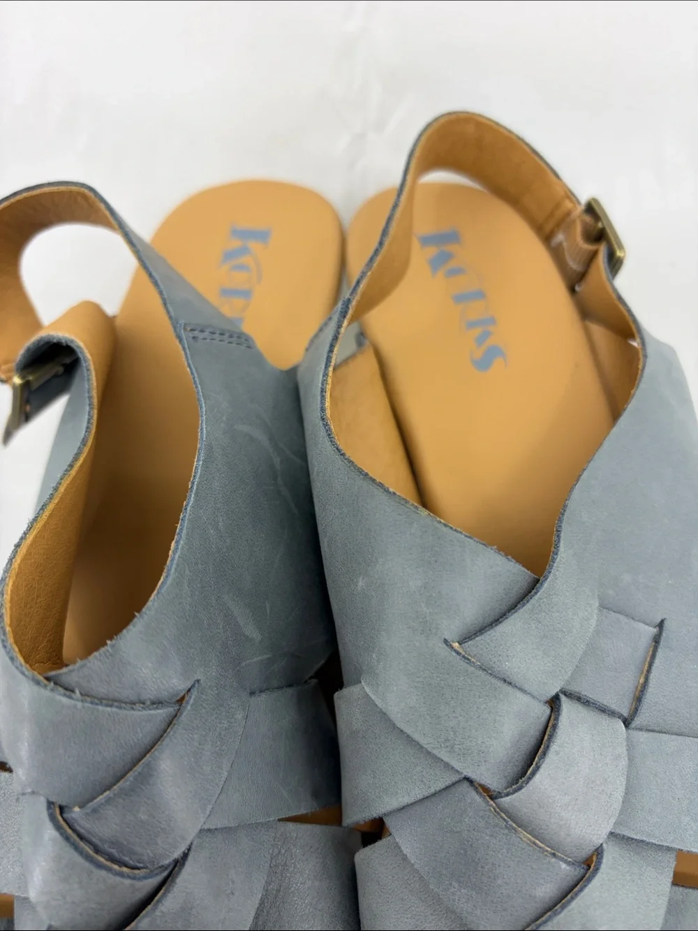 Korks Womens Berengo Woven Denim Block Slingback Woven Platform Sandals, 11